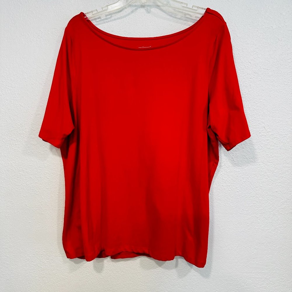 NWOT Chadwicks RealComfort Red Tee Stretch Top Short Sleeves Womens Plus Size 1X